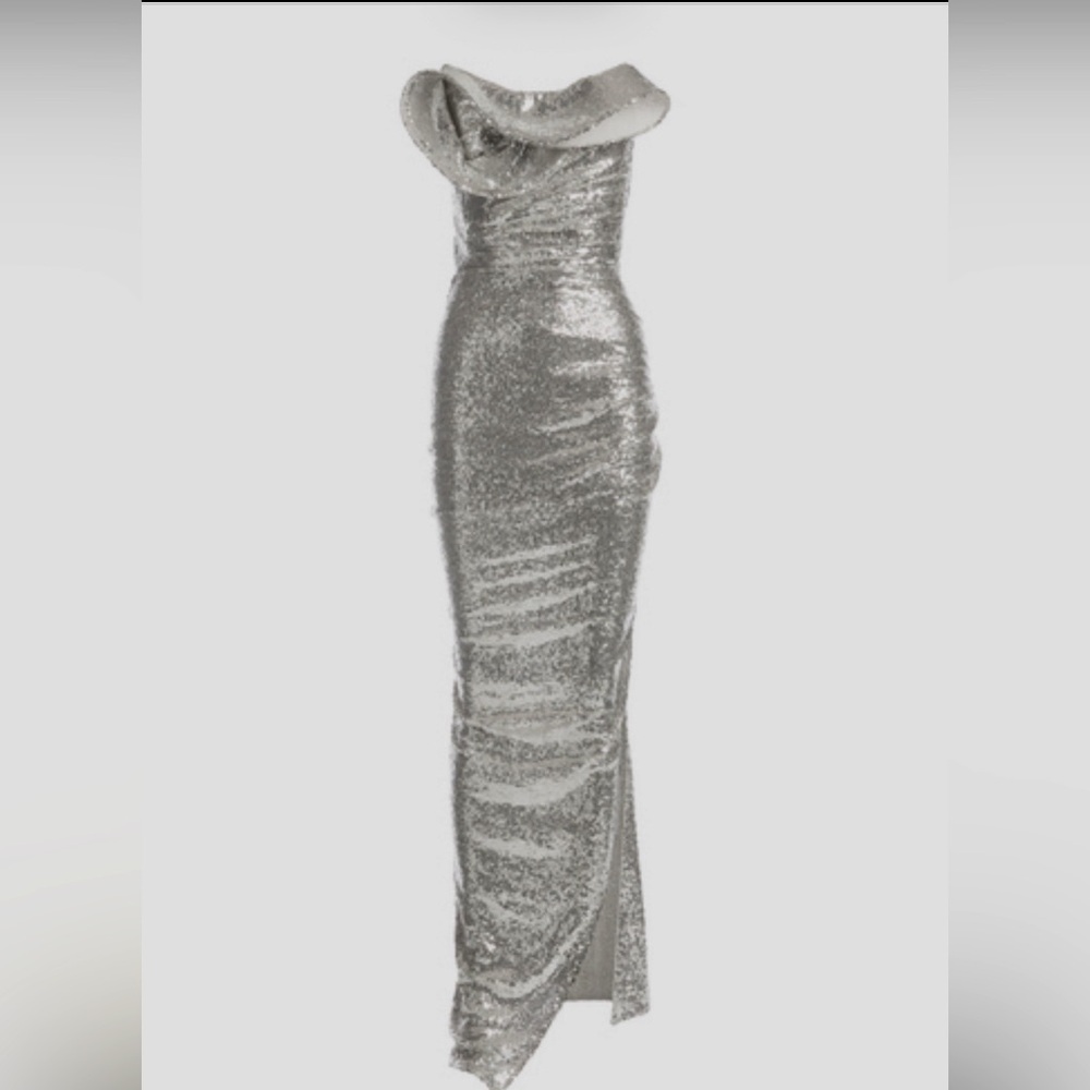Elegant Silver Sequin Gown